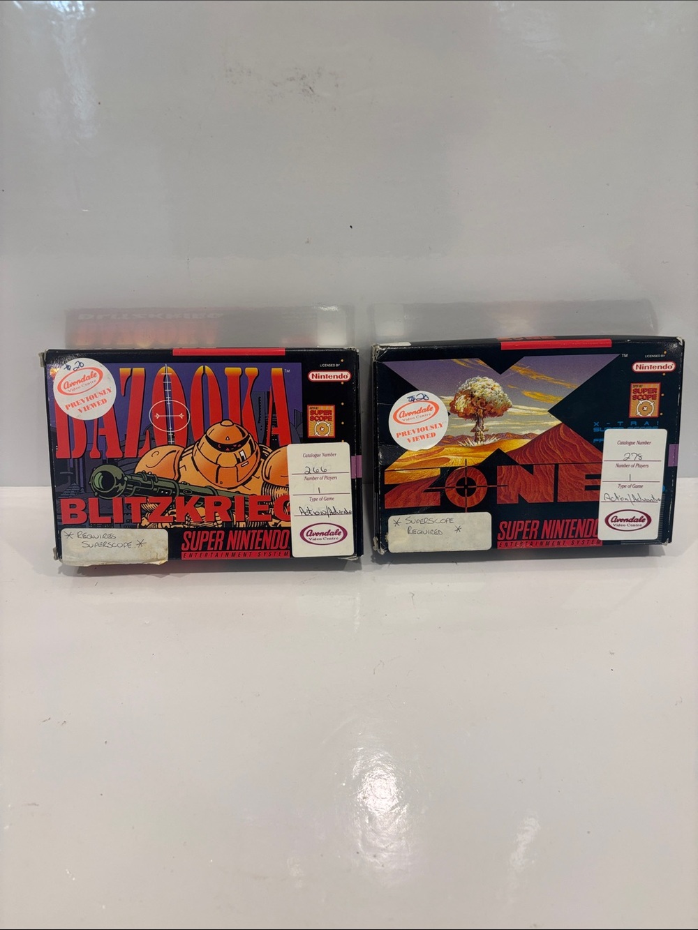 SNES Super Scope X-Zone & Bazooka Blitzkrieg CIB Complete Box Manual Lot